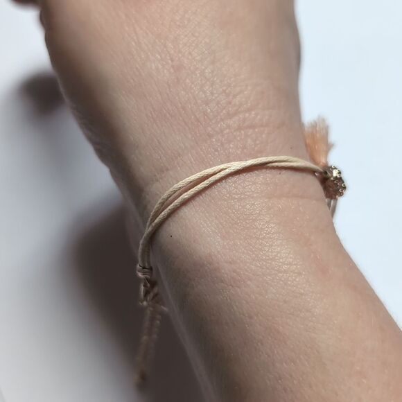 145‎ Peach Tassel Gold Beaded Tennis Bracelet - Picture 5 of 5